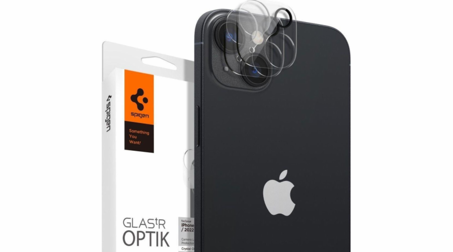 Spigen Optik.TR Camera Protector tvrzené sklo pro ostrůvek fotoaparátu iPhone 14 / 14 Plus 2 ks transparentní