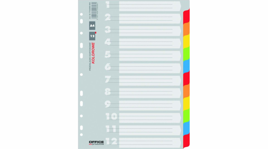 Kancelářské produkty Kartonové přepážky A4 12 karet smíšených barev (21071221-99)