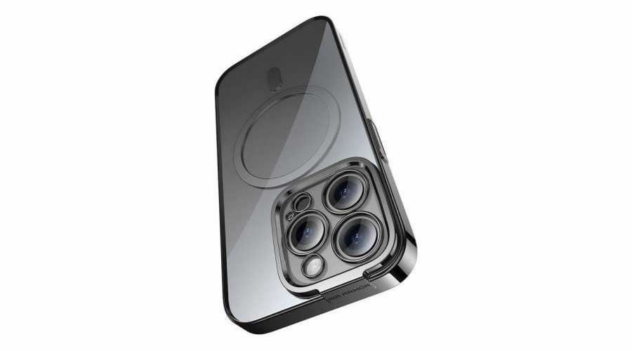 Baseus Baseus Glitter ochranná sada Transparentní magnetické pouzdro a tvrzené sklo pro iPhone 14 Pro (černá)