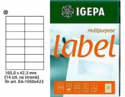 IGEPA ŠTÍTKY A4 IGEPA 105 X 42,3 MM BÍLÁ (100)