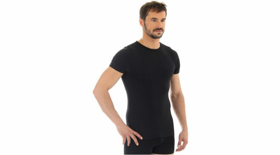 Brubeck pánské tričko s krátkým rukávem Comfort Wool, černé, velikost L (SS11030)