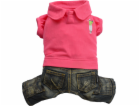 DoggyDolly Džíny a polo komplet, růžová, XXL 36-38cm/56-58cm
