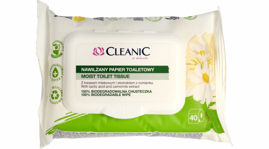Cleanic Cleanic Vlhčený toaletní papír s výtažkem z heřmánku, 1 balení - 40 ks