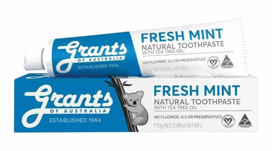 Grants of Australia GRANTS OF AUSTRALIA_Fresh Mint Přírodní zubní pasta s Tea Tree Oil osvěžující, přírodní zubní pasta bez fluoridu 110g