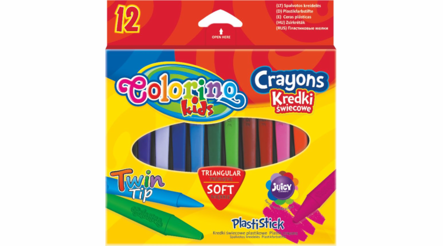 Trojúhelníkové voskovky Colorino, 12 barev