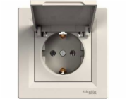 Schneider Electric Asfora jednoduchá instalační zásuvka s klapkou, krémová (EPH3100123)
