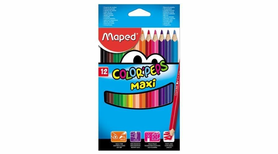 Maxi pastelky Maped Colorpeps, trojúhelníkové, 12 barev MAPED