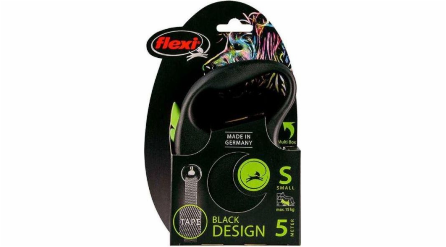 Flexi FLEXI Automatické vodítko Black Design S, 5 m páska, zelené