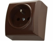 Ospel BIS jednoduchá, přisazená zásuvka s uzemněním, hnědá (GN-1BZ/24)