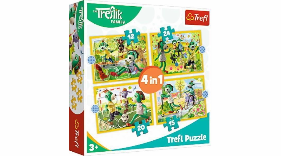 Trefl Puzzle 4v1. Treflik hry dohromady. Rodina Trefliků 34358