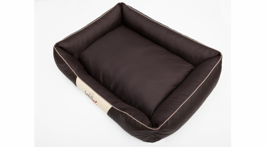 HOBBYDOG Perfect Imperial Bed - Hnědá imitace kůže s hnědým středem R3