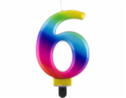 GoDan narozeninová svíčka 6 vícebarevná 8cm