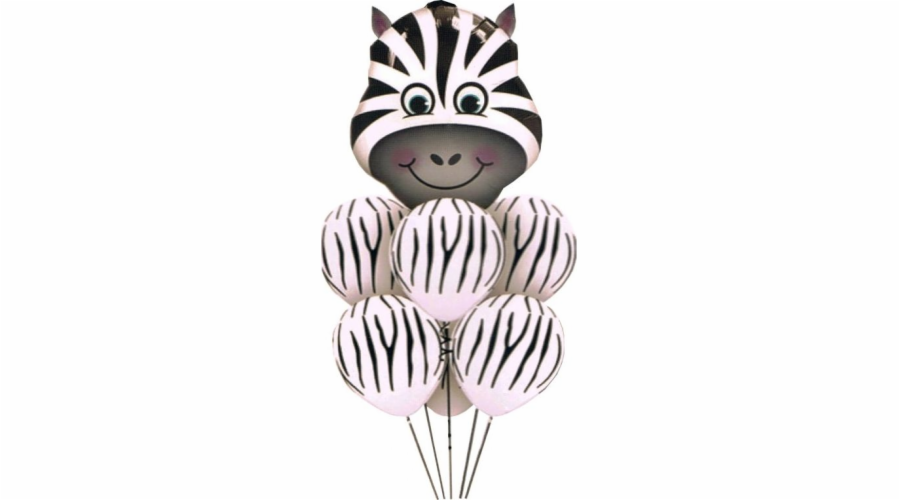 Fóliový balónek zebra 60x70cm + 6 balónků