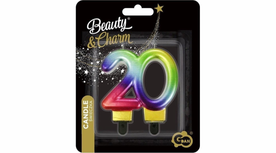 Svíčka číslo 20. narozeniny Beauty&Charm 7,5cm