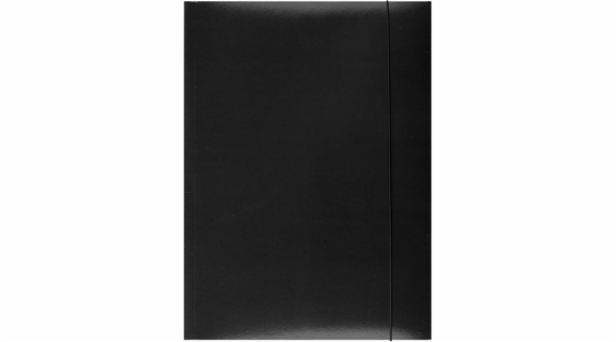 Složka na kancelářské potřeby s gumičkou, karton/lak, A4, 350 g/m2, 3-násobná, černá