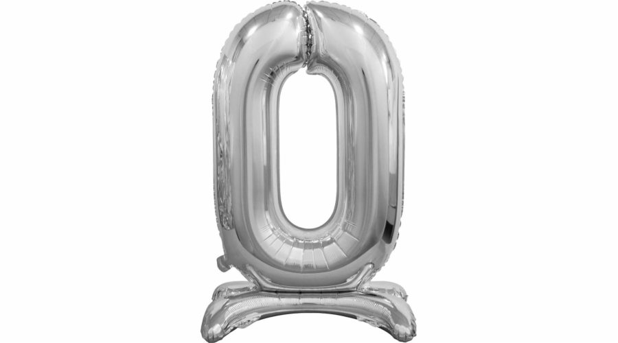 GoDan Stojací fóliový balon, číslo 0, stříbrný - 74 cm, univerzální