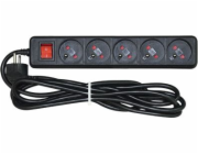 Vakoss přepěťová ochrana napájecí lišta 5 zásuvek 3 m černá (52-530LK)