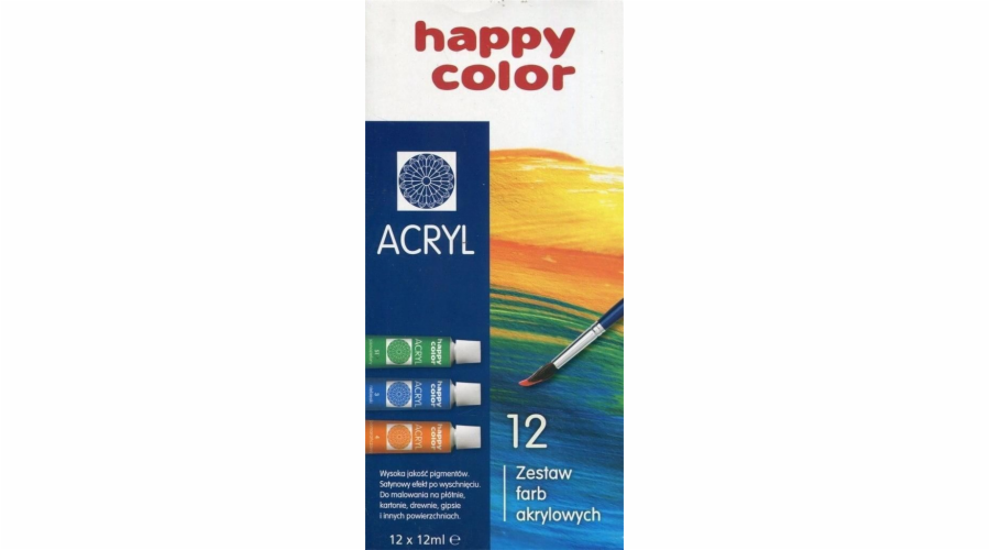 Happy Color Akrylové barvy 12 barev