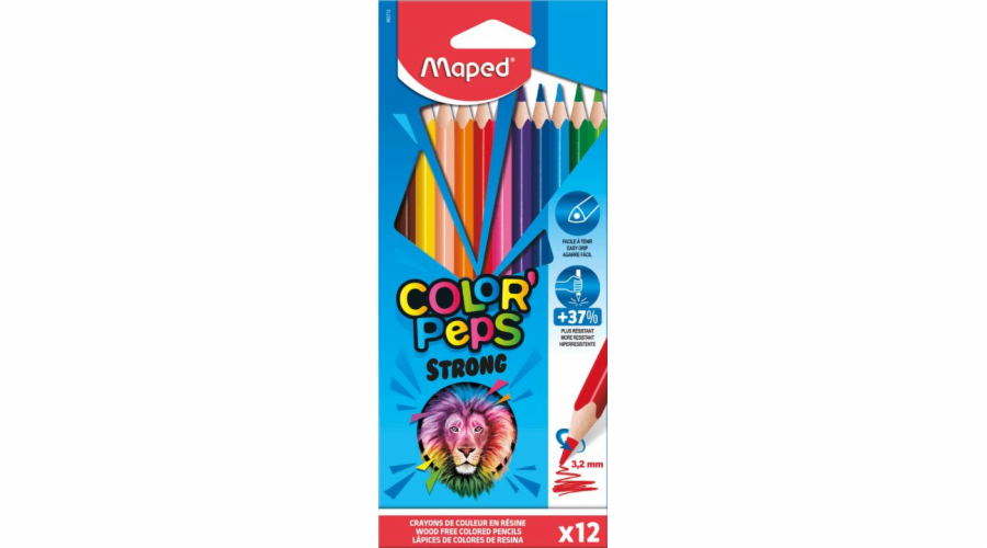 Pastelky Maped Colorpeps Strong, trojúhelníkové, 12 barev