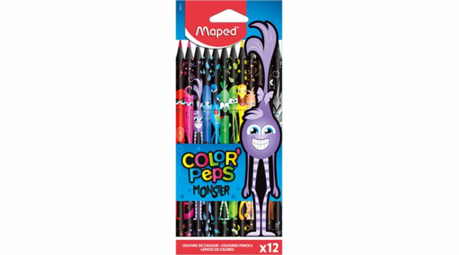 Pastelky Maped Colorpeps Monster, trojúhelníkové, 12 barev MAPED