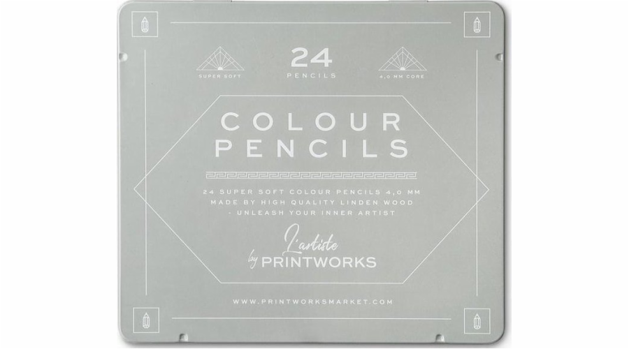 Printworks sada 24 barevných pastelek. Klasický