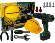 Sada nářadí LEANToys Přilba s bateriovým vrtacím kladivem
