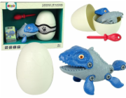 Import leantoys Mosasaur Dinosaur Set s vajíčkem DIY šroubovák modrý