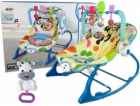 Houpací křeslo LEANToys 2v1 Zebra Blue, vibrace a zvuky