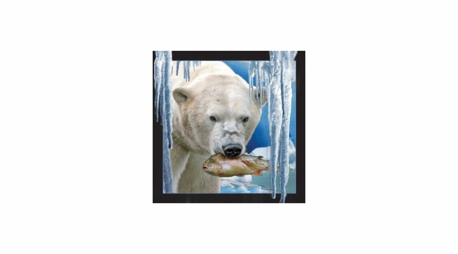 3D pohlednice, která stojí za to, lední medvěd s rybou (182747)