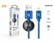 ALIGATOR PREMIUM Datový kabel 2A, Lightning modrý