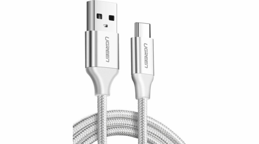 Uzelený kabel USB Poniklovaný kabel USB-C QC3.0 UGREEN 2m s hliníkovou zástrčkou Bílá