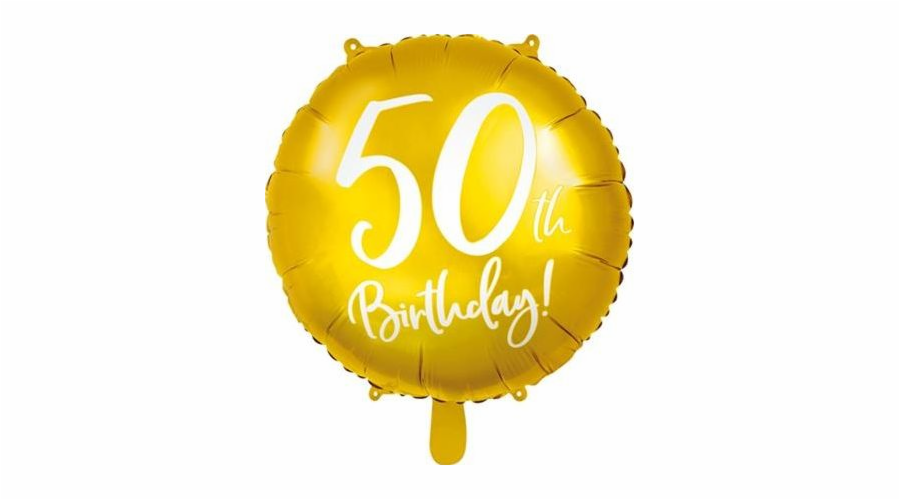 Party Deco 50th Birthday fóliový balónek, zlatý, 45 cm, univerzální