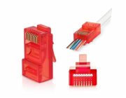 W-star Konektor UTP RJ45EZ Cat5e100ks pozlacený, červená, pass through RJ45EZ5RS