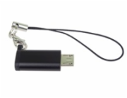 PremiumCord Adaptér USB-C konektor female - USB 2.0 Micro-B/male, černý s očkem na zavěšení