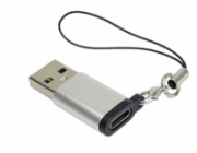 PremiumCord Adaptér USB-C na USB-A 3.0, stříbrná s očkem na zavěšení