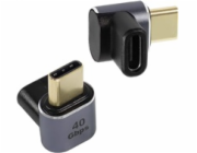 PremiumCord Adaptér USB-C na USB-C, USB 4.0, zahnutý 90°