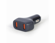 Gembird Nabíječka do auta, 2x USB, fast charger, QC3.0, 36 W, černá