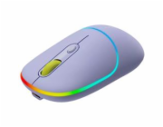 CANYON myš optická bezdrátová MW-22, RGB, 800/1200/1600 dpi, 4 tl, BT+2,4GHz, baterie 650mAh, mountain lavender