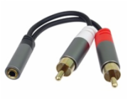 PremiumCord kabel HQ Jack 3.5mm Female - 2x CINCH Male 15cm