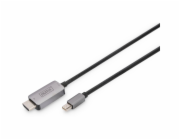 Digitus DB-340109-010-S Digitus 8K@60Hz. M/M; mini DP na HDMI; kabeový adaptér Alu Pouzdro; Černý; 1m