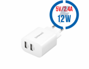 INTENSO W24AA, 2x USB A, Nabíjačka, 12W, biela