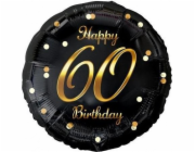 Fóliový balónek B&C Happy 60 Birthday, černo-zlatý