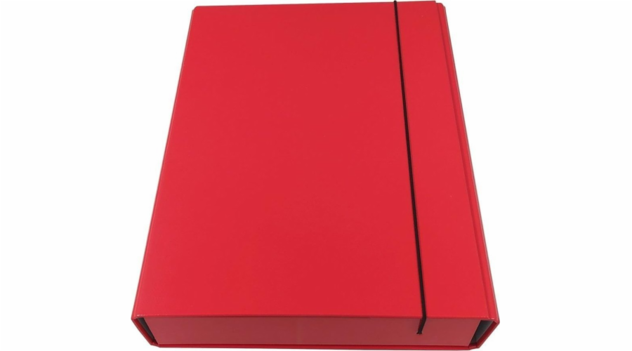 Červená krabicová složka s gumičkou