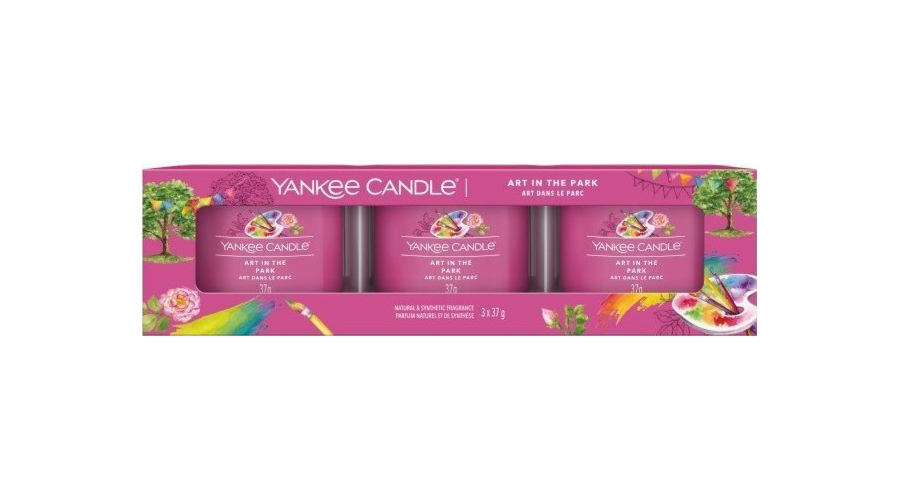 Sada votivních svíček Yankee Candle, Umění v parku, 3 x 37 g