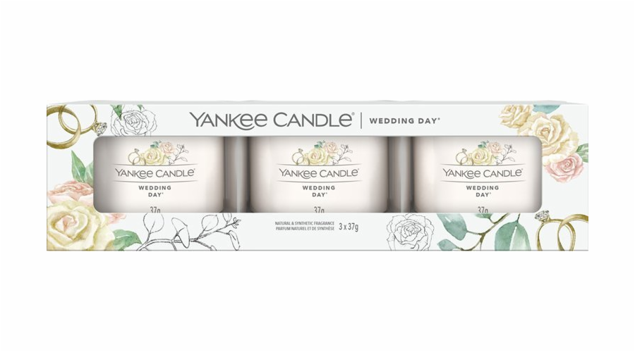 Sada votivních svíček Yankee Candle, Svatební den, 3 x 37 g