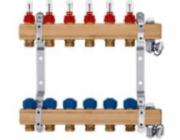 Kisan Mosazný rozdělovač 1 pro plošné a radiátorové vytápění, 2-okruhový s výstupem na konektory G3/4 Eurokonus (KRPT 2.20.12)