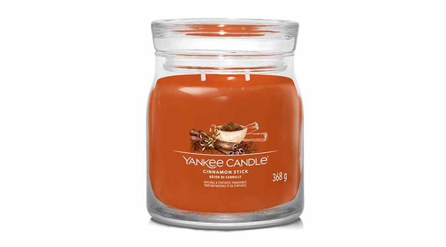 Svíčka ve skleněné dóze Yankee Candle, Skořicová tyčinka, 368 g