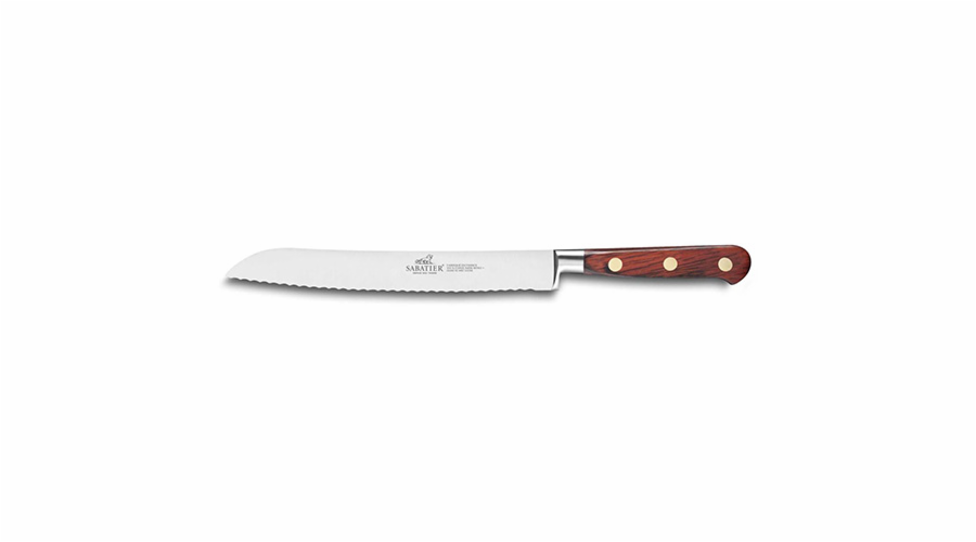 Kuchyňský nůž Lion Sabatier, 813384 Idéal Saveur, nůž na chléba, čepel 20 cm z nerezové oceli, rukojeť pakka dřevo, plně kovaný, mosazné nýty