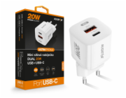 Chytrá mini síťová nabíječka ALIGATOR Power Delivery 20W, USB-C + USB-A, bílá