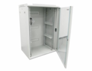 XtendLan 19" nástěnný rozvaděč 18U 600x600, nosnost 60 kg, skleněné kouřové dveře, rozložený, šedý